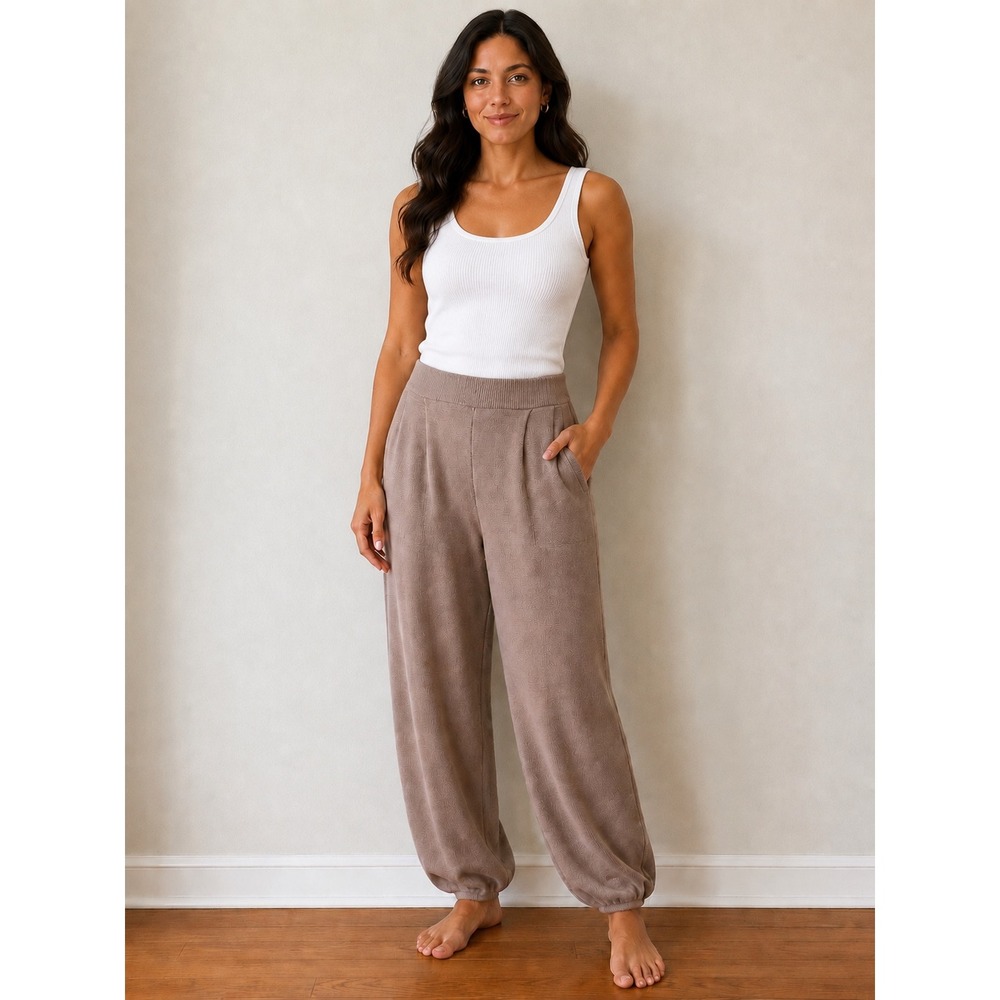 Urban Outfitters Mauve Brown Linen Blend Pleated Knit Sweater Pants Large